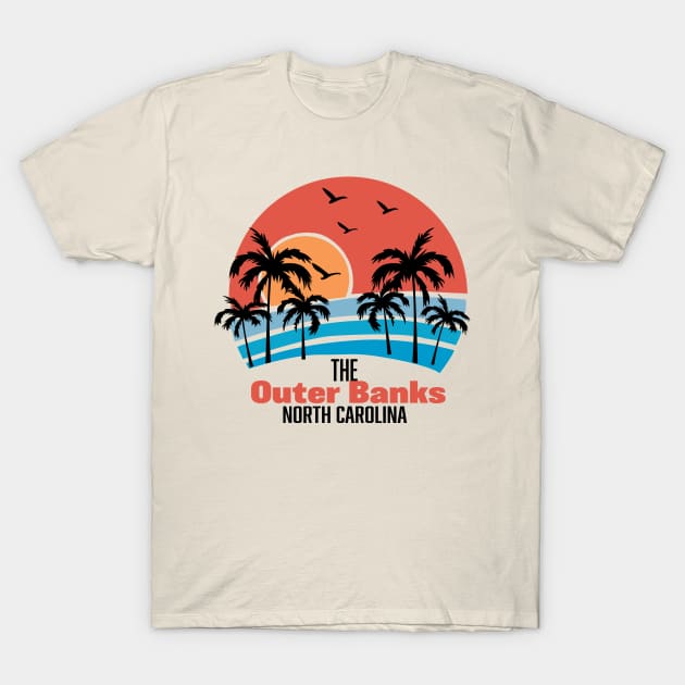 Outer Banks Sunset Blue Design T-Shirt by Comedic Apparel